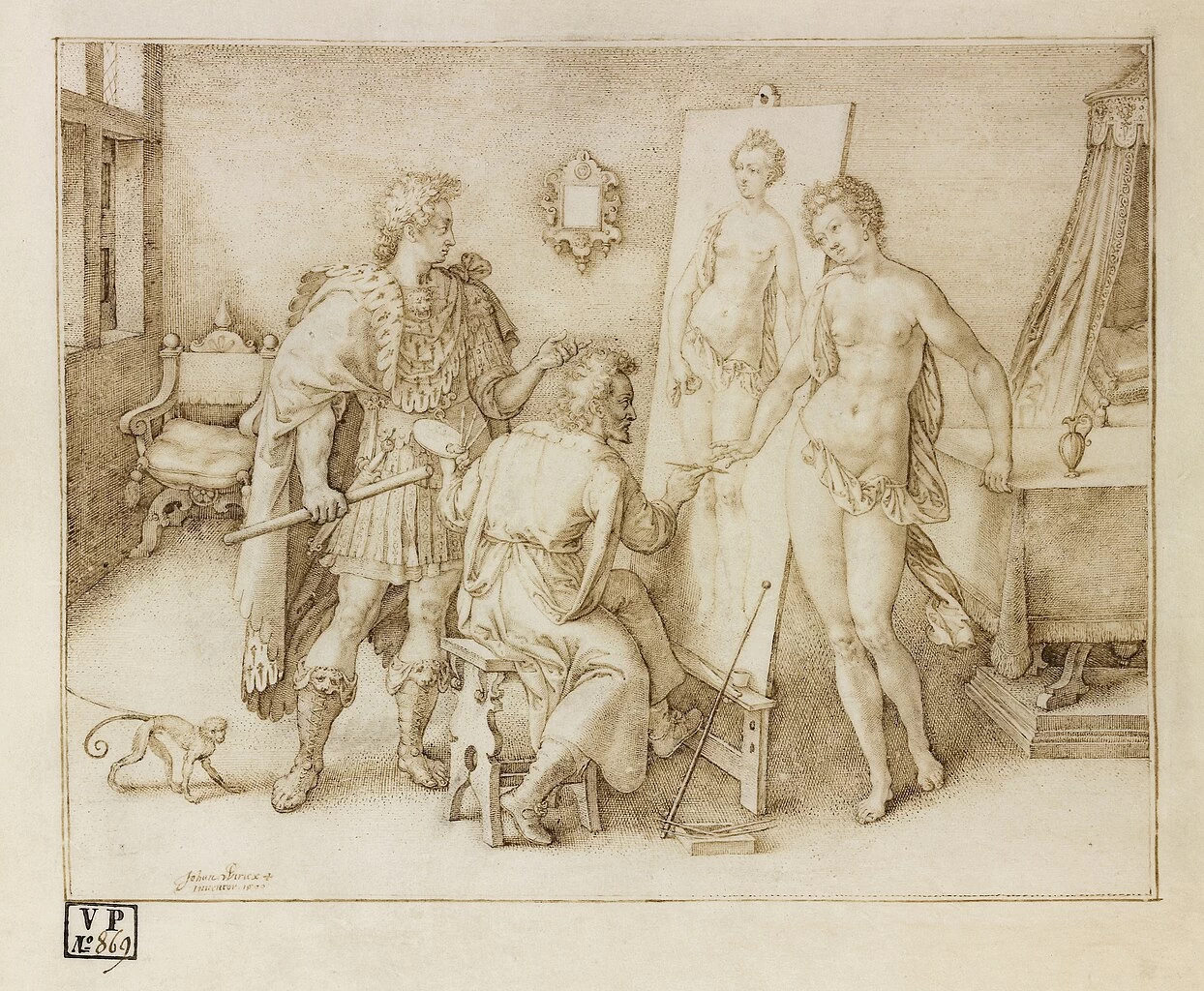 II - La Galleria di Cornelis van der Geest, Rubenshuis, Anversa, opera di Jan Wierix, Apelle dipinge Campaspe